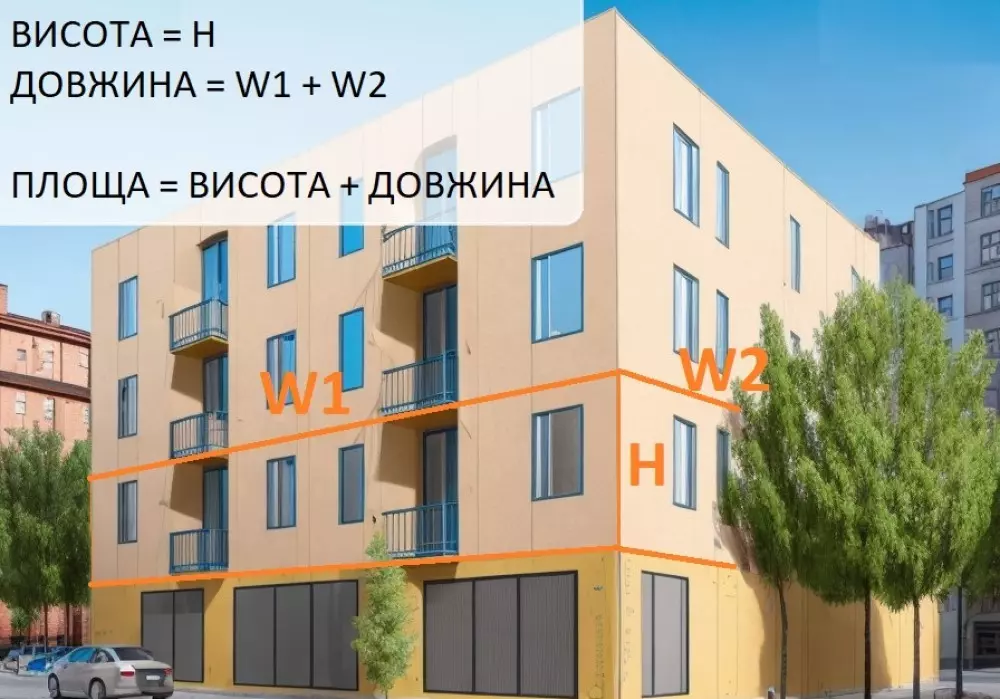 калькуляція площі фасаду квартири
