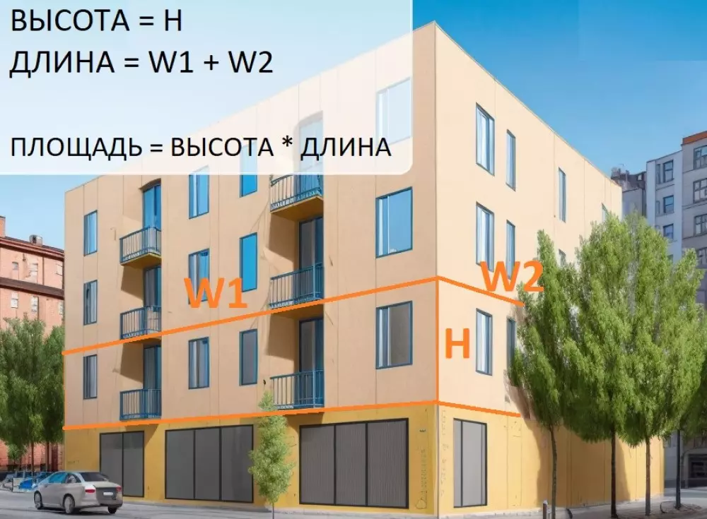 калькуляция площади фасада квартиры
